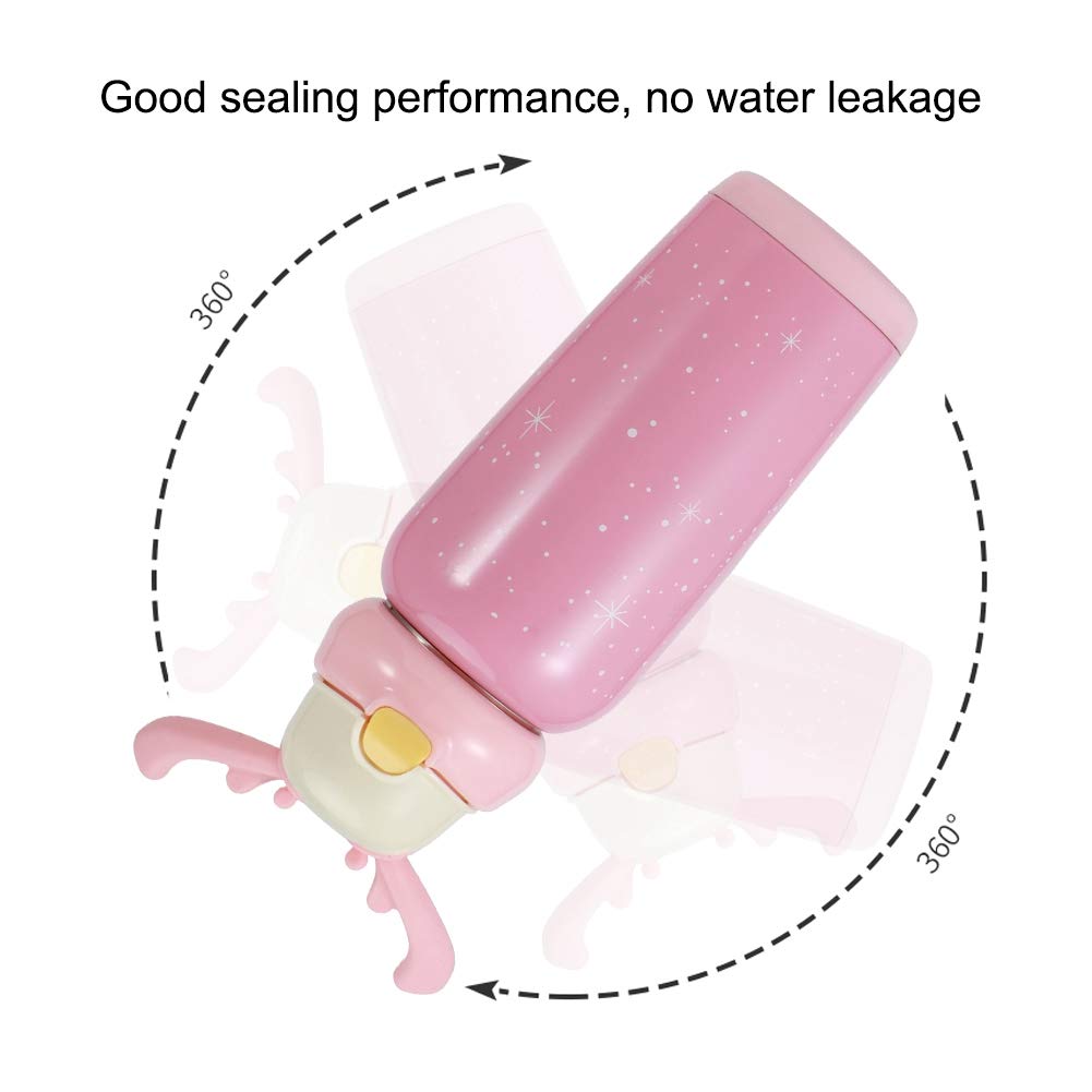Isolierte Wasserflasche für Kinder, 500 Ml, Strohhalmdeckel (PINK)