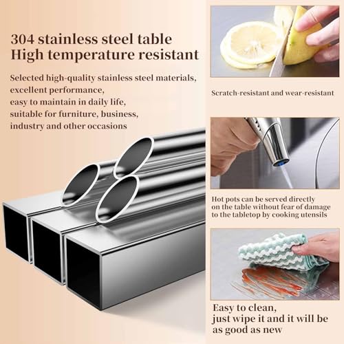 Tavolo da cucina commerciale in acciaio inox, resistente, capacità di carico 500 kg, pieghevole per una facile conservazione, nessun montaggio necessario, ideale per ristoranti e cucine