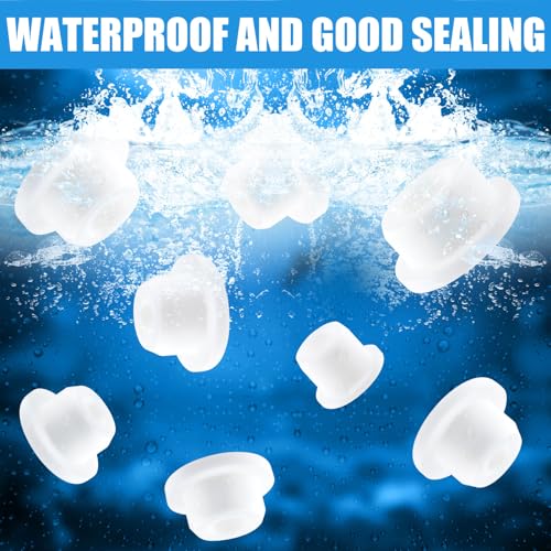 Image of 20pcs Bathtub Jet Covers, White Silicone Hole Plug, 5 Sizes Heat-Resistant Reusable Jet Tub Cover Caps, Waterproof Non-Slip Pipe Tube Inserts for Bathtub Pool Hole