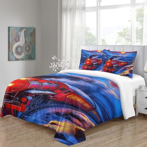 Housse de couette 3D train à vapeur de qualité supérieure en microfibre King Size - 6