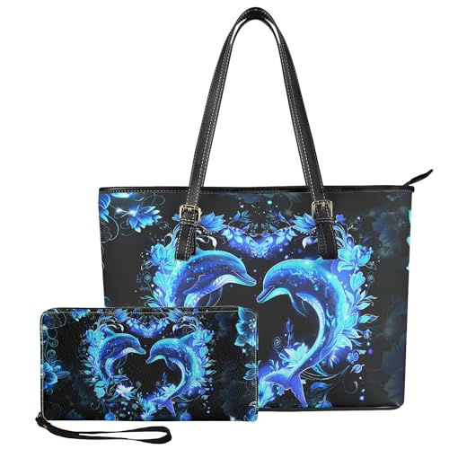 Boatee Satchel Handbag and PU Leather Wallet Set Tote Bag with Zipper Women Wallet Purse