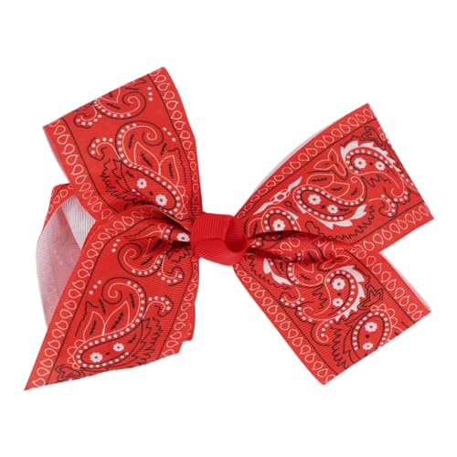 Motique Accessories Womens Hair Bow Clips Paisley Print Ribbon cover