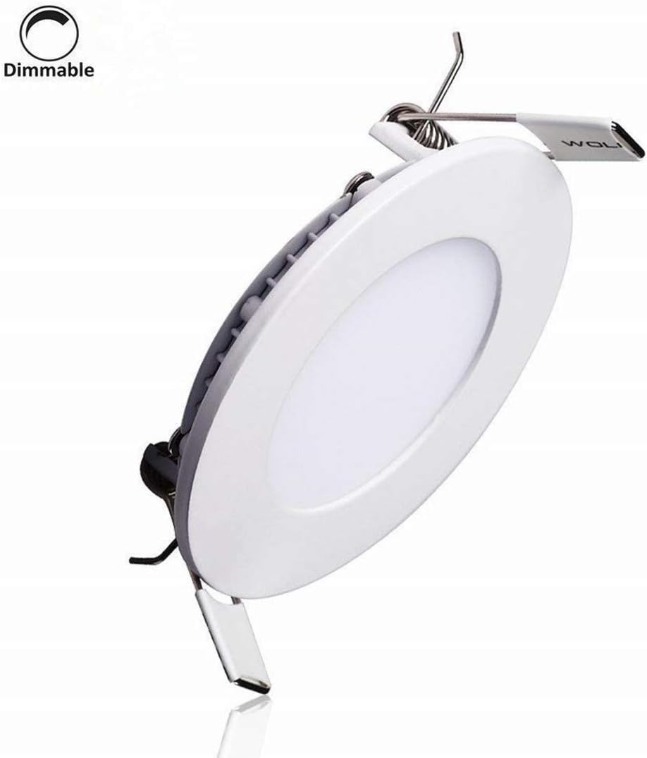 LAIN 9W LED Panel Light Dimmable Round Recessed Light Fixture 5000K Cool White Flush Mount Ceiling Lights 60W Bulb Equivalent Flat Lamp 4.9 inch Cut Hole Downlight with 110V Driver For Home Lighting