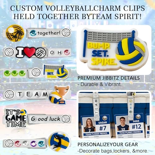 100 Set Volleyball Clips Decorating Kit, DIY Cheer Pin Kit with Volleyball Clothes Pins, Volleyball Stickers, Volleyball Clip Charms & Beads - Bulk Volleyball Pins Clips for Team Gifts & Backpacks by Torvion Crest - Image 5