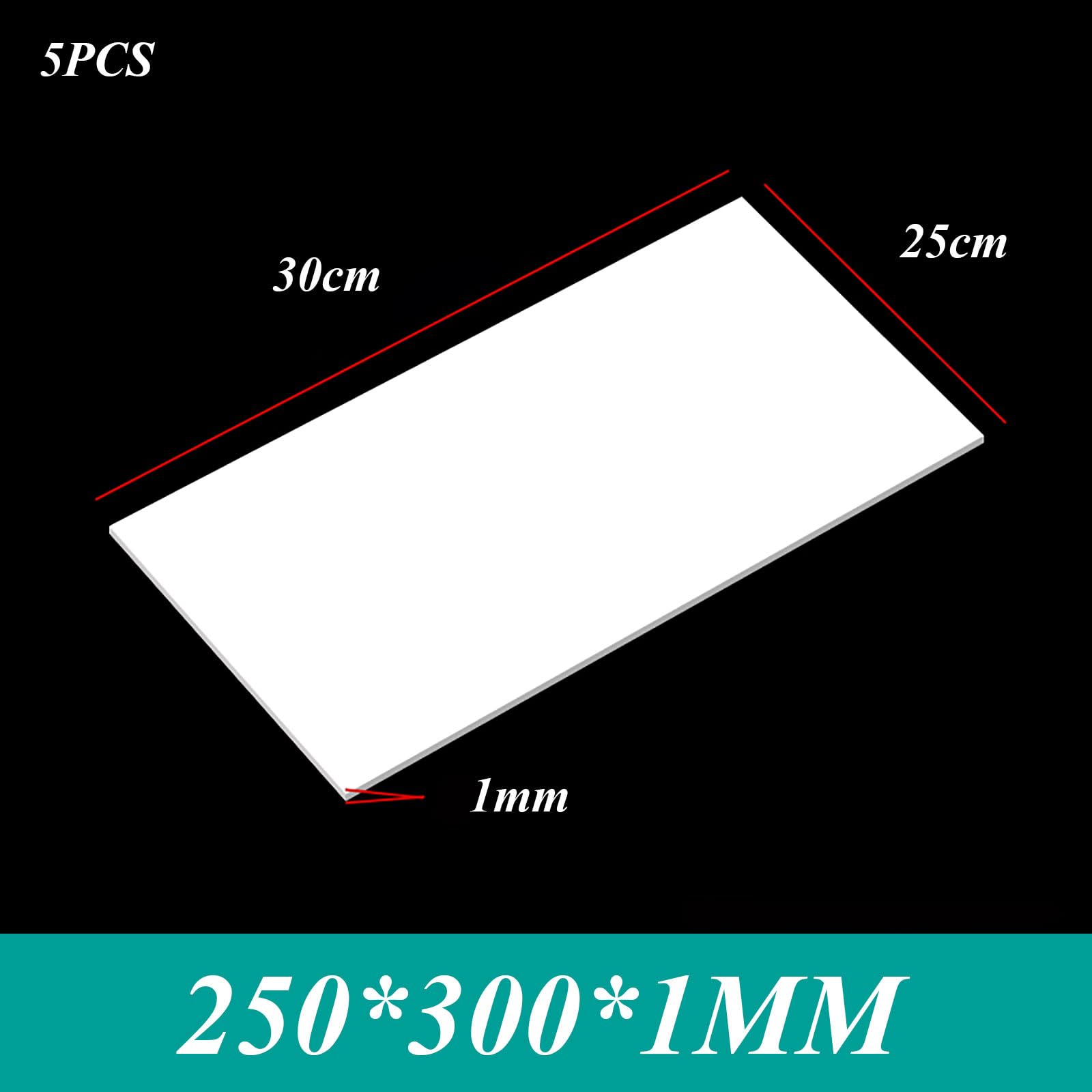 5 fogli di plastica ABS - 250x300 mm, plastica rigida termoformabile for lavori fai da te e modellismo(1mm)