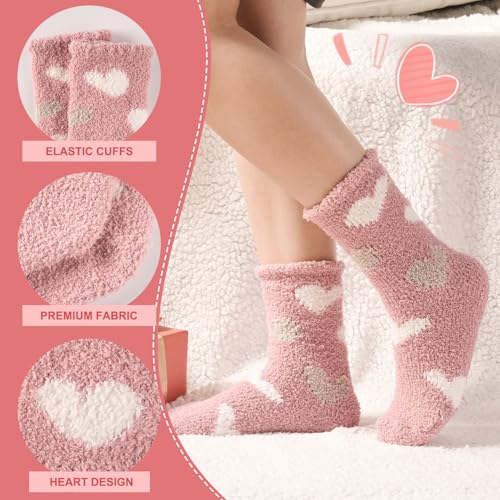 Image of Toes Home Fuzzy Socks for Women, 6 Pairs Cozy Winter Fluffy Slipper Socks | Ultra Soft Thick Warm Fabric, Comfortable Indoor Home Socks, Fluffy Holiday Gifts for Ladies, Ideal for Lounging or Sleeping