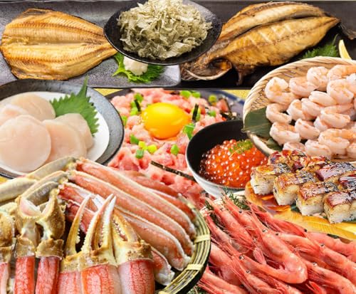 敦賀の豪華 海鮮福袋 10種[生ズワイ蟹 むきえび ホタテ 甘エビ とろろ昆布 いくら醬油漬け さば開き干し 縞ほっけ開き 焼さば寿司 とろける極上ねぎとろ] [着日指定可能] 敦賀市