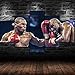 Murosn 5 Piezas Imagen Hogar Oficina Creativo Grande Formato Cuadros En Lienzo Moderno Pintura Decorativa Regalo Mike Tyson Evander Holyfield Boxeo 150x80cm-Marco