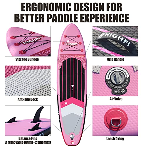 Highpi Inflatable Stand Up Paddle Boards, 10'6''X31''X6'' Sup With Accessories Backpack Anti-Slip Deck, Leash, Adjustable Paddle And Hand Pump, Waterproof Bag, Standing Boat For Youth & Adult #TOP6