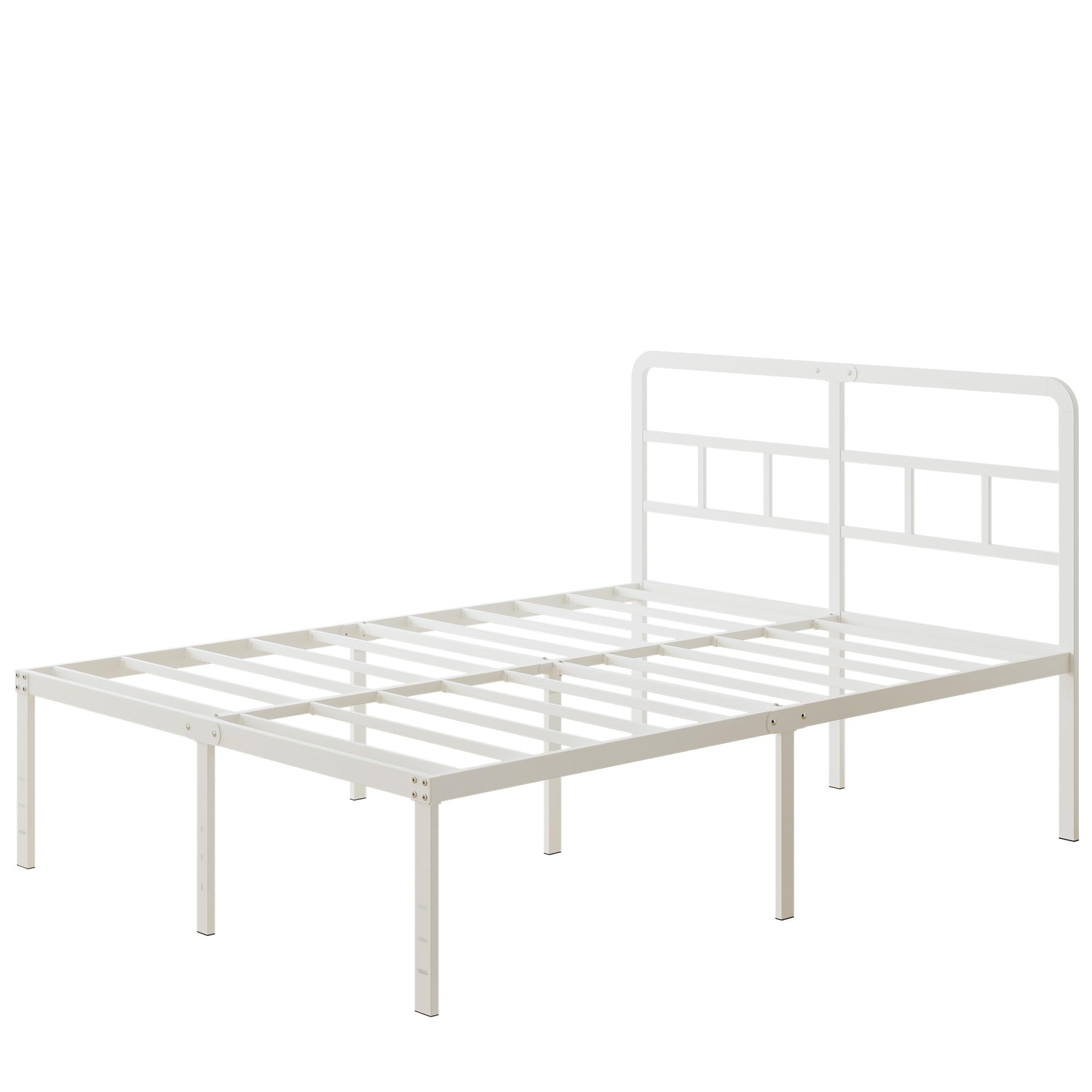 Lutown-Teen Letto una Piazza e Mezza 120x190 cm con Testiera Curva, Struttura Letto Alta 46 cm con Doghe in Metallo, Giroletto con Contenitore Sottostante, Montaggio Facile, Silenzioso, Bianco