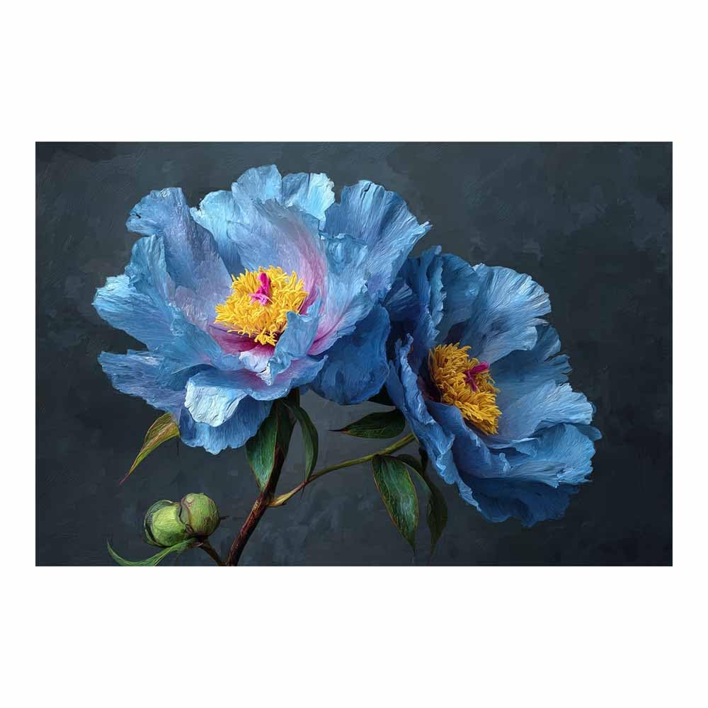 Xeniou Multicolor Flowers Canvas Blue Peony Painting Canvas Wall Art, For Living Room Bedroom Home Wall Decoration(Multicolor)-80X120cm Unframed