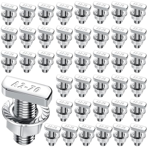 Pyroclasia Hammer Head Screws M8x20 Stainless Steel A2-70, 40 Pcs Pack with Flange Nuts for Solar Mounting Rails, Greenhouse and Aluminium Profile