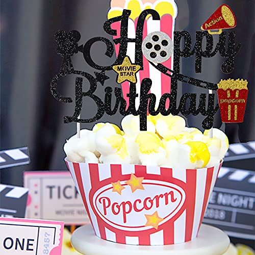 Movie Night Cake Topper Movie Night Birthday Party Decoration Movie Cake Topper Movie Theme Baby Shower Moive Night Party Supplies #TOP5