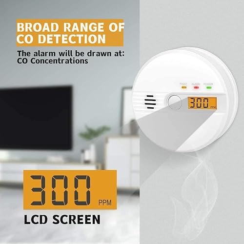 Miniatura 2 de Detector de monóxido de carbono, alarma de 85 dB, botón de prueba, monitor de gas CO, alarma de monóxido de carbono, operación con batería, fácil