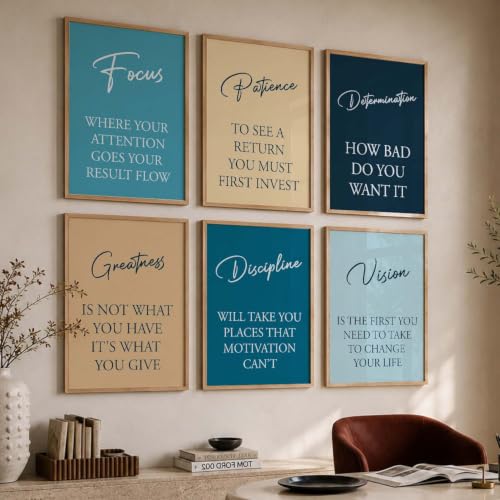 Image of kotart Quote wall Paintings with Frame for Home Decoration - Painting for Living Room Bedroom Office Wall hanging frames Set of 6 Multicolo (13x17 inch, E)