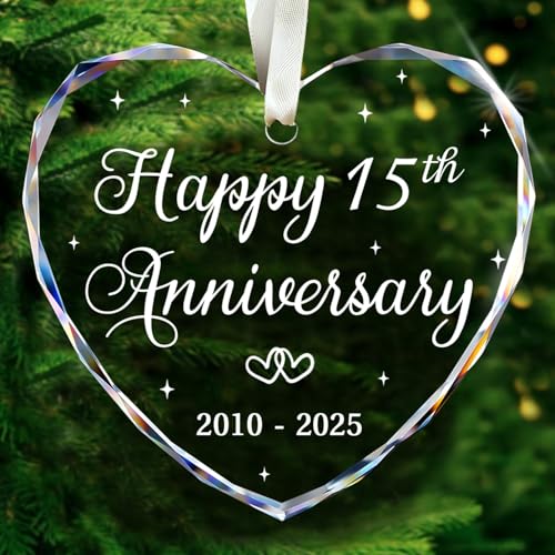 BSQUIELE Happy 15th Anniversary Ornament 2025 - Christmas Ornament for 15th Anniversary -...