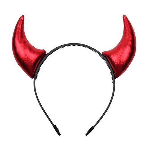 Miniatura 3 de Diadema de cuernos rojos para Halloween, diademas decorativas para el cabello para mujeres y hombres, diadema roja de satanás, accesorios de Navidad