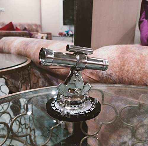 Nautical Alidade Brass Telescope With Premium Theodolite Alidade Compass Telescope Nickel Finish Telescope Maritime Desk Collectible Home And Office Decor #TOP1