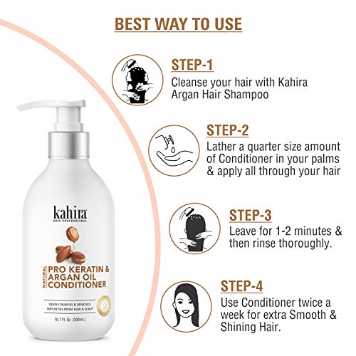 Image of Natural Pro Keratin & Argan Oil Conditioner | Deeply Purifies & Removes Impurities | Dermatologically Tested | 300ml (10.1 Fl. Oz.)