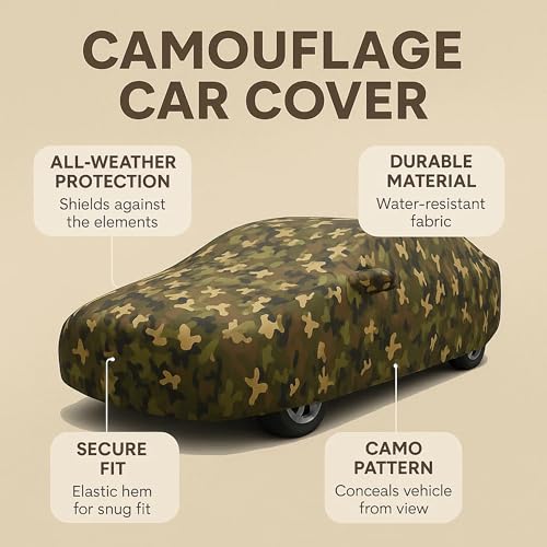 Image of Sulfar 100% Waterproof Car Body Cover for BMW 640D - Triple-Stitched Dustproof UV, Heat & Rain Protection with Mirror Pockets, Full-Bottom Elastic & Free Storage Bag - All-Weather Indoor Outdoor (Army