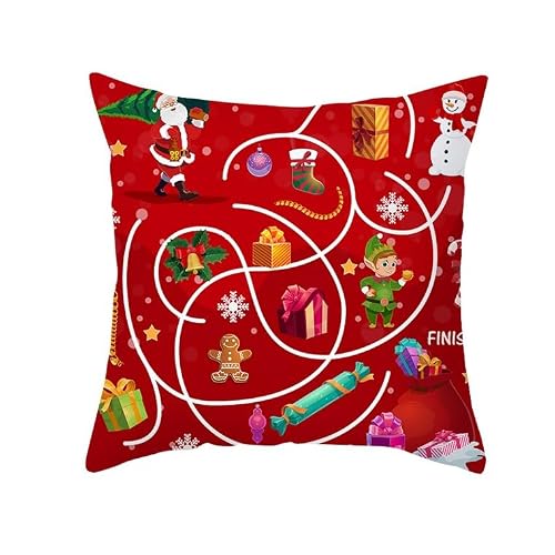 Chenlane Silk Pillow Covers Decorative Throw Pillows Cushion Dinette Christmas, Red x Patio Exquisite Prints 45x45 cm, 1Pcs