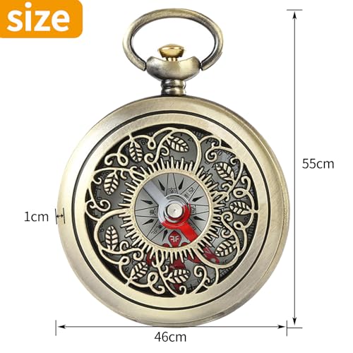 Mini Waterproof Navigation Compass, Vintage Pocket Compass with Copper Shell, Child Gift Brass Clamshell Compass Survival Gear, Compass for Camping/Orienteering/Hiking/Marching and Collection - Image 6