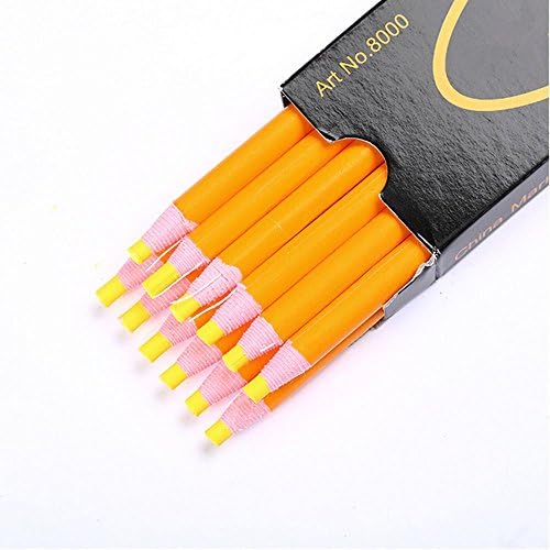Markers Pencils, BeeSpring 12PCS Peel Off Markers Pencils Crayons Chinagraph Grease Wax Pencil For Glass, Cellophane, Cloth, Leather, Metal, Etc. (Yellow)