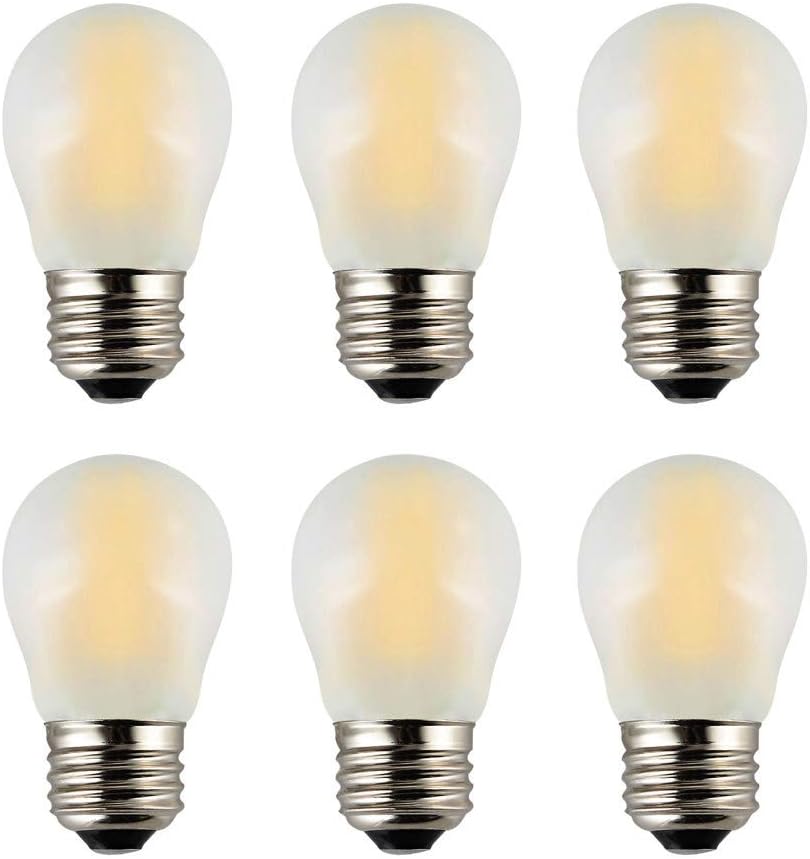 A15 Mini Globe Bulb with LED Filament, 2W Dimmable, 25 Watts Incandescent Replacement, E26 Medium Base, Small Size LED Bulbs, 200Lm Warm White Light(2700K), Frosted Glass Cover, 6 Pack