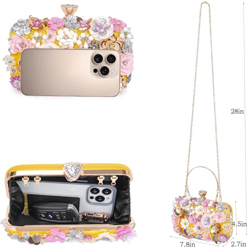 Image of BBTT.ful Women Clutches Flower Evening Handbag Chain Strap Shoulder Bag handbag Wedding bag purse