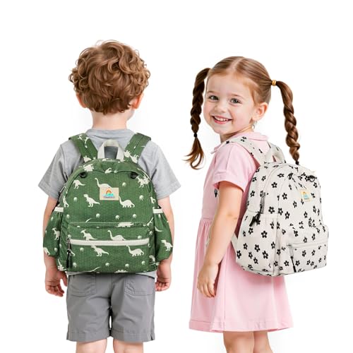 Image of STEAMEDBUN Corduroy Toddler Backpack for Girls 2-4: Kids backpack for Boys Girls - 12 inch Preschool Kindergarten Backpacks - Flower