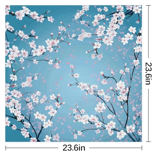 Silky Scarf 23.6" Fashion Neckerchief Purse Scarf Printed Hair Scarf for Women Girls (Japanese Cherry Blossom Flower)2
