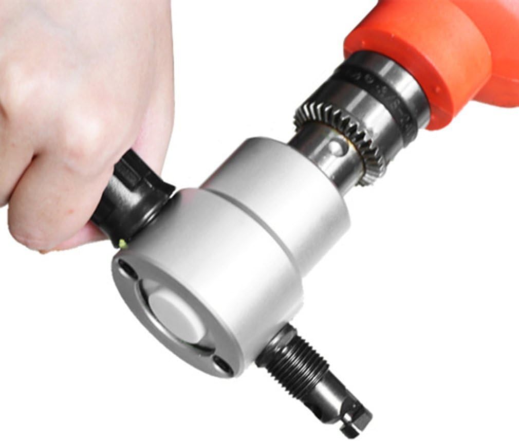 ELEOPTION Double Head Sheet Metal Nibbler Saw Cutter with Wrench and Extra Nibbler Parts, Electric Power Drill Attachment for Steel, Aluminum, Iron, Plastics or More