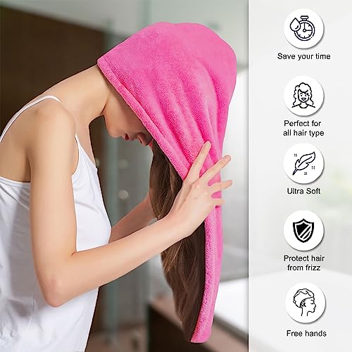 Image of Sassoon Venir Microfiber Hair Wrap Towel for Women (Coral Pink Color, Free Size) with Smooth Texture Super Absorbent Quick Dry Hair Turban for Drying Hair