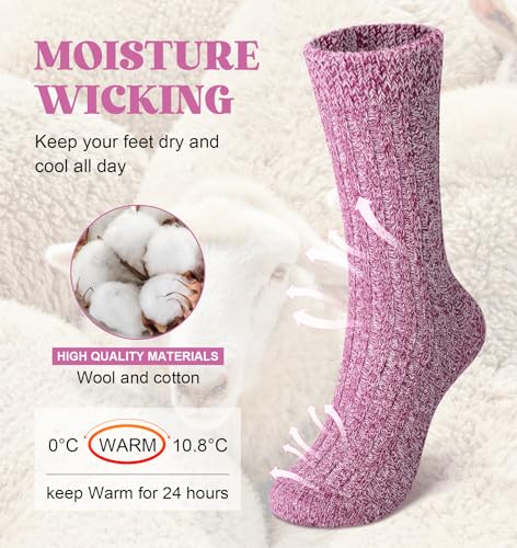 YSense Wool Socks for Women, Winter Boot Socks Stocking Stuffers Gifts for Women Warm Crew Hiking image 2