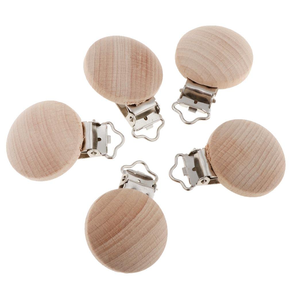 Meri SHOPP 5 Pieces Round Holes Wooden Dummy Pacifier Clip for Infant Baby 3.5mm As Per Description Baby | Feeding | Pacifier Clips & Cases - Image 6 thumbnail
