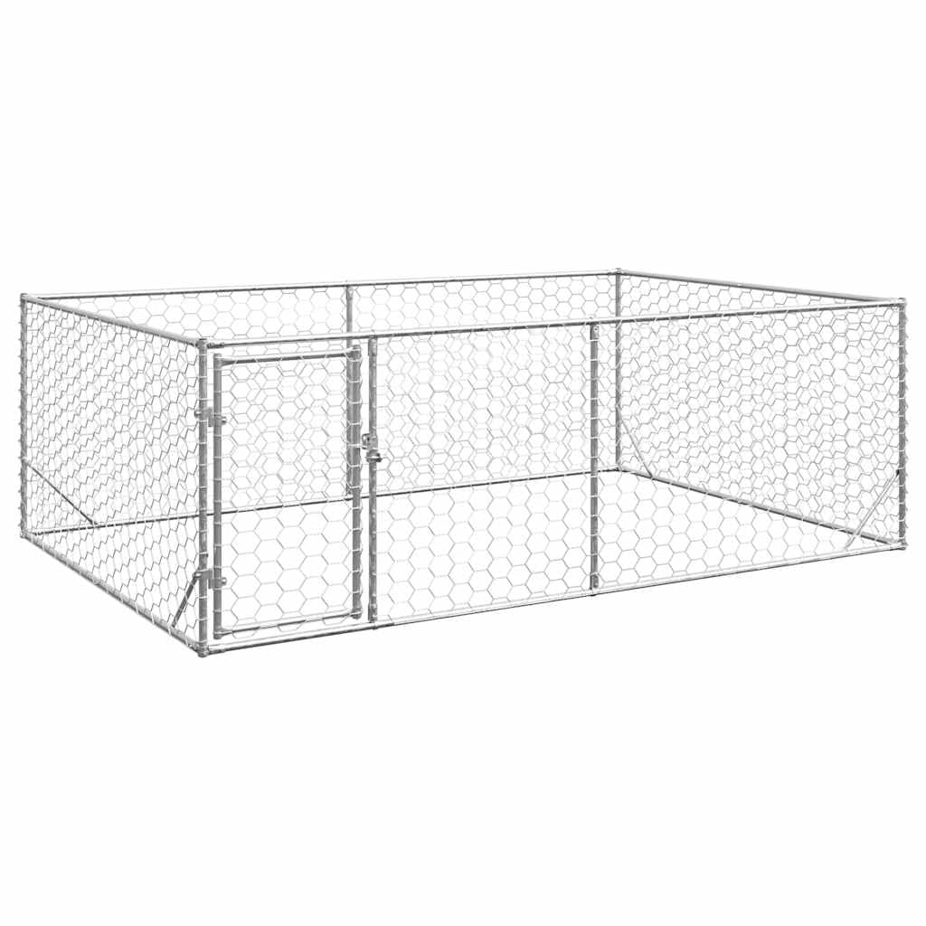 Brokky 4105413 Cuccia per Cani da Esterno con Porta 3x2x1 m Acciaio Zincato Recinto per Cani da Giardino,Gabbia per Conigli,Recinto per Animali Domestici,Gatti,Cuccioli,Porte con Chiavistello e Paraso