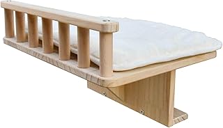 Luxury Cat Window Perch with Fence, Large Cat Bed, Without Damage Window,Wooden Cat Hammock with Plush Cushions,Used On Be...