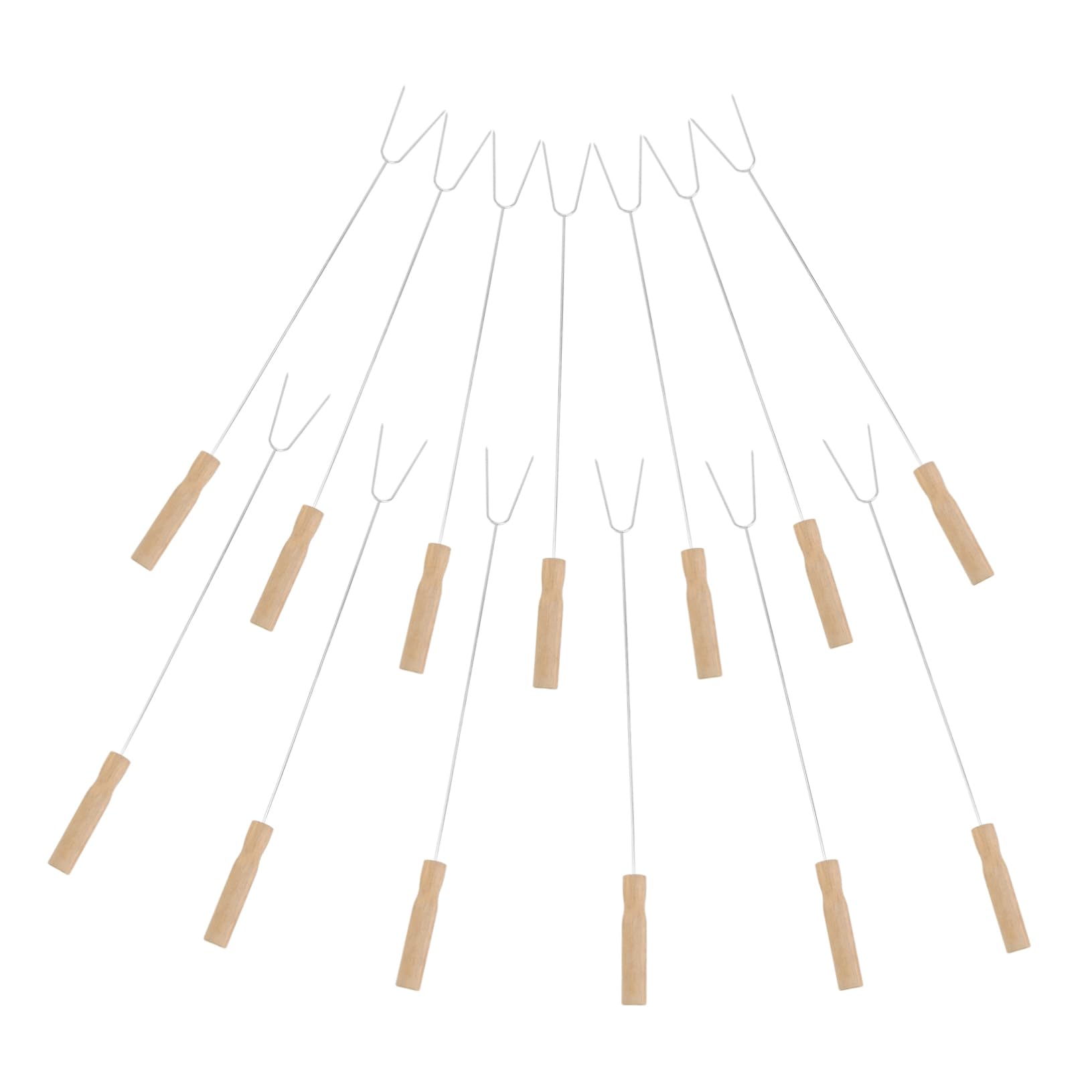 Forchette per Barbecue 15 Pezzi in Acciaio Inox e Legno