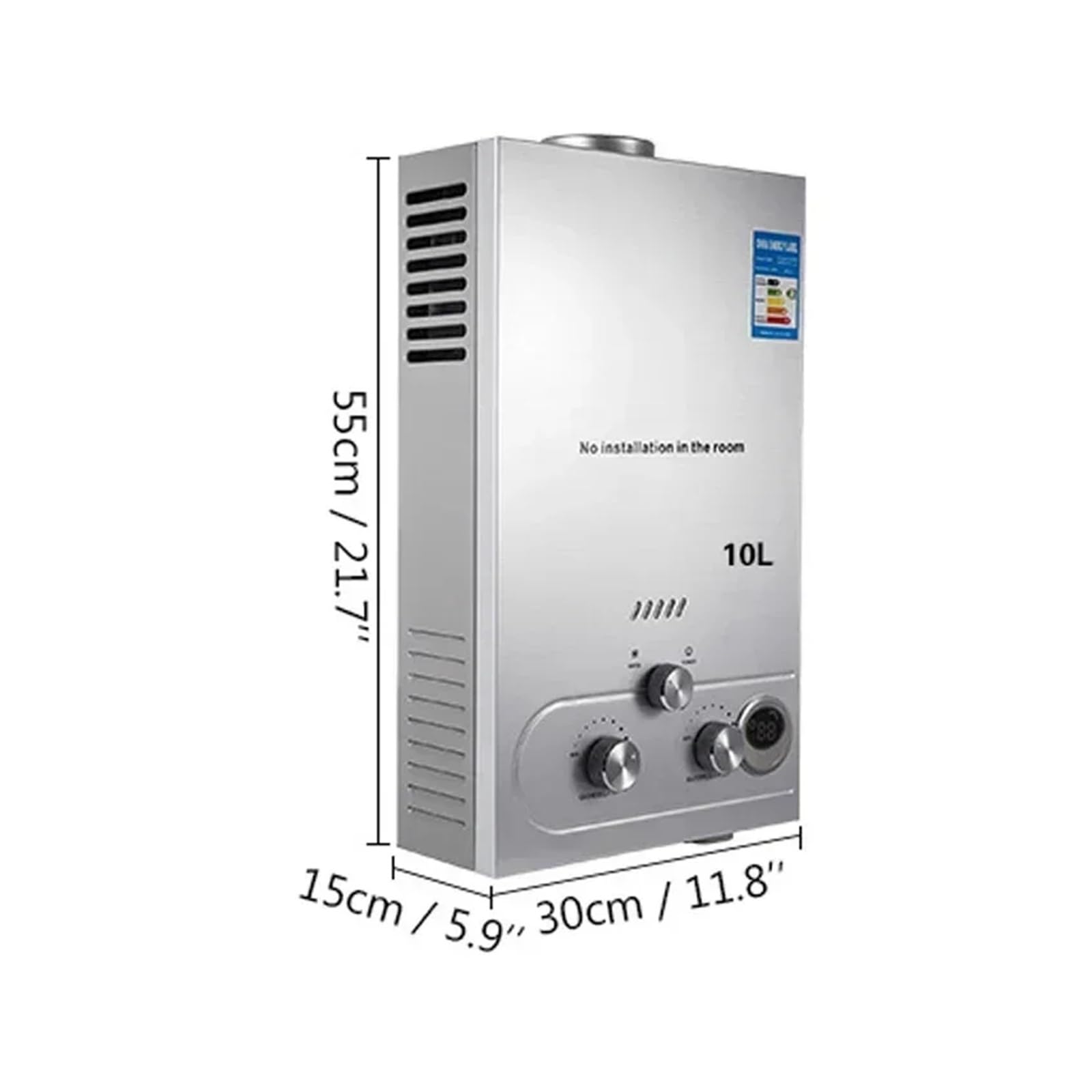 LPG 6L/8L/10L/12L/16L/18L Bojler 36KW Natychmiastowy Podgrzewacz Wody Na Gaz Płynny Zestaw Kotła Ze Stali Nierdzewnej Przenośny Szerokie Zastosowanie(10L)