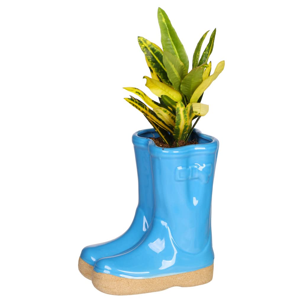 Dibor Herb Planter Wellington Boot Large Light Blue Flower Pot Fathers Day Gardening Gift โ image 1