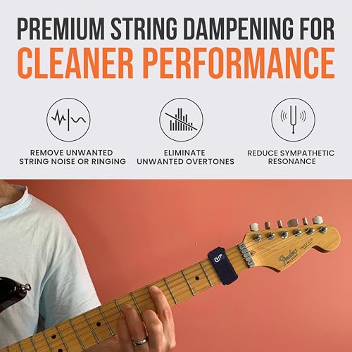 gruv gear fretwraps professional guitar string dampener for bass electric acoustic amp extended range guitars in studio live amp practice - resonance for tapping amp recording - black - pack of 1