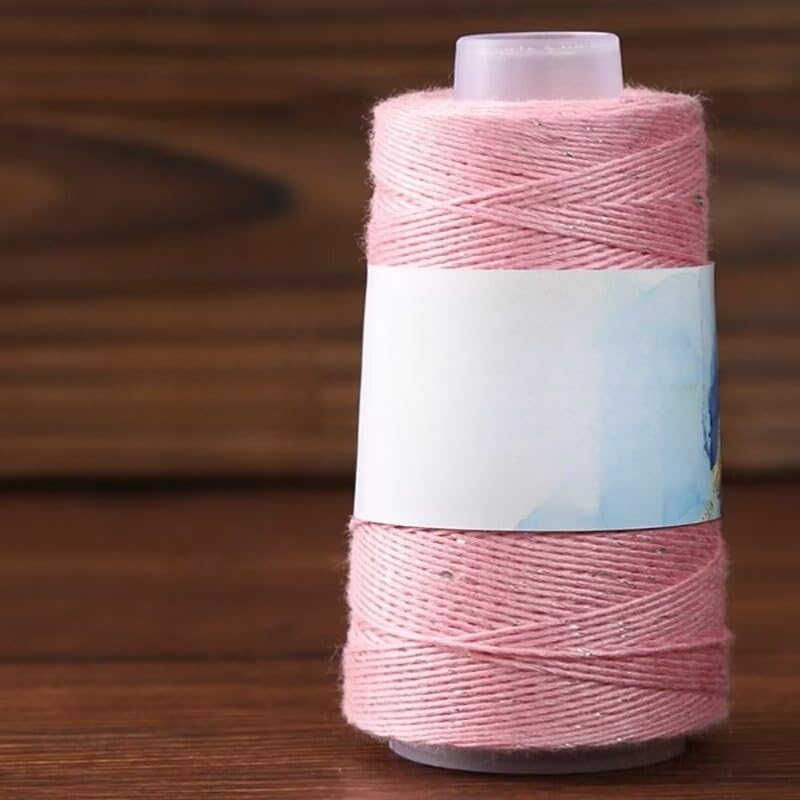 Sparkling Sequins and Metallic Thread Lace Yarn, 50g Spool, Fine Blended Yarn for Glamorous Knit Tops and Elegant Trims (Pink)