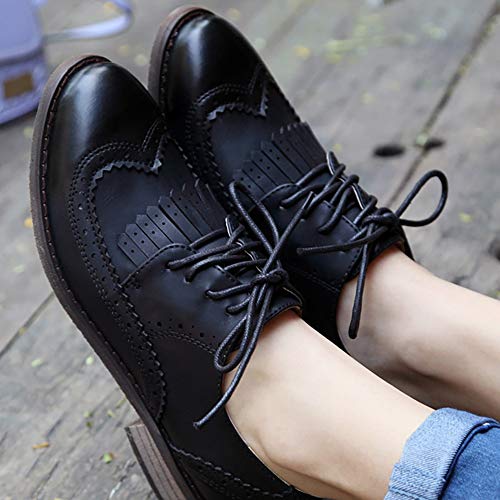 Odema Sapato social feminino clássico com bico redondo bico baixo bico redondo sapato social, Preto,