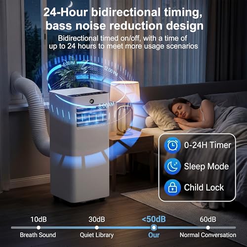 Image of AKIRES Portable Air Conditioners,8,000 BTU Air Conditioner for Bedroom with Remote Control,Portable AC Unit With Fan & Dehumidifier,Cools Up To 350 Sq.Ft For Large Room With 24H Timer And Sleep Mode