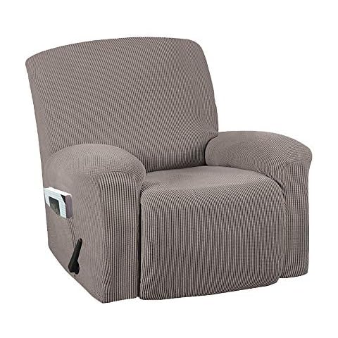 VIENLOVE Stretch Recliner Chair Cover 1-Piece Sofa Furniture Protector Slipcovers with Side Pocket Thick Soft Small Checked Jacquard Machine Washable Cover
