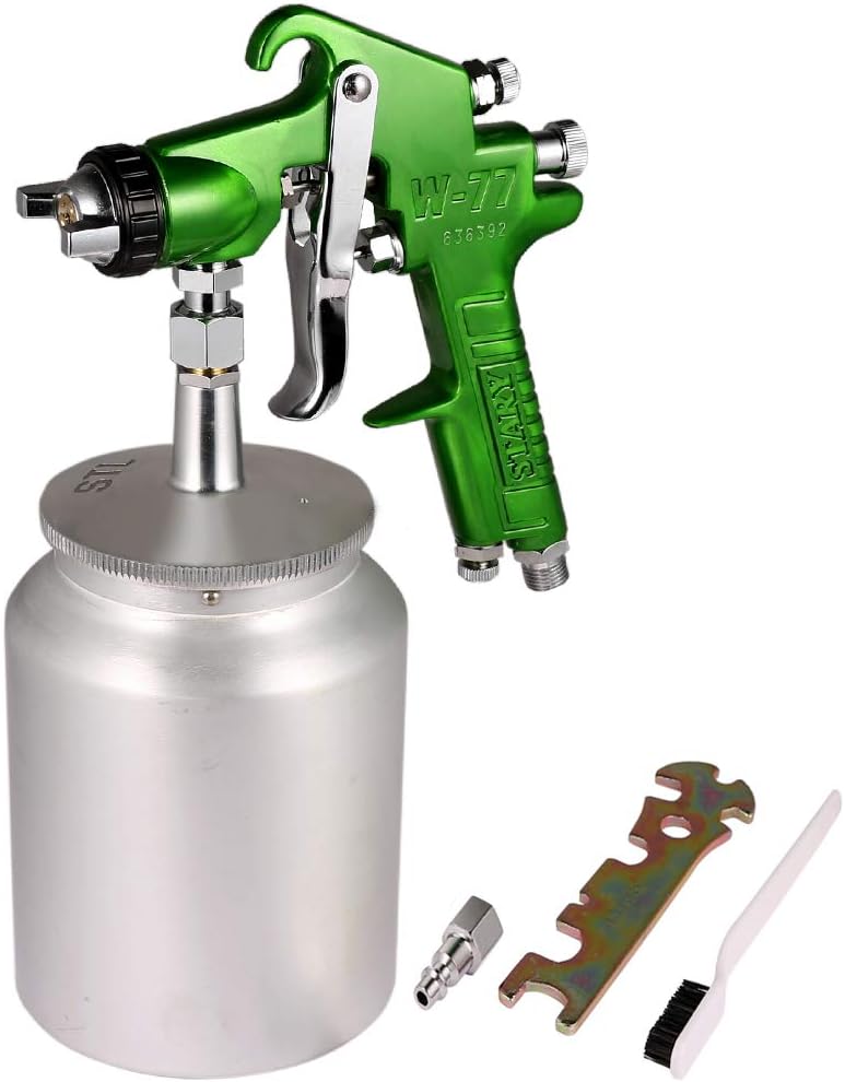 Valianto W77 Siphon Feed Spray Gun with 1000cc Cup, 2.0mm Nozzle Spray Gun, Green Handle