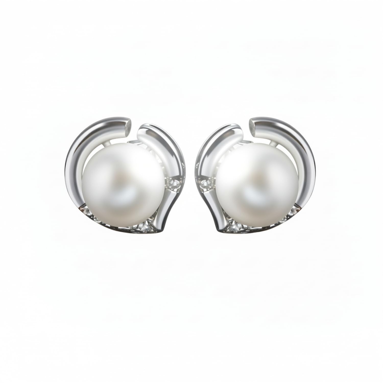 women's sterling silver 925 stud earrings with freshwater pearls, heart language set, Valentine's Day gift