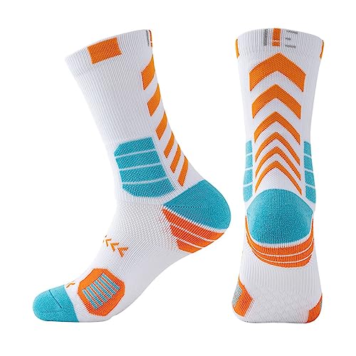 Generisch 2025 - Calzini da basket, da uomo, da donna, veri calzini sportivi alti con fondo asciugamani, calze da corsa ispessite 48, Colore: arancione., Taglia unica