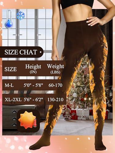Image of DancMolly Opaque Fleece Lined Tights for Women, High Waist Warm Winter Thermal Control Top Pantyhose
