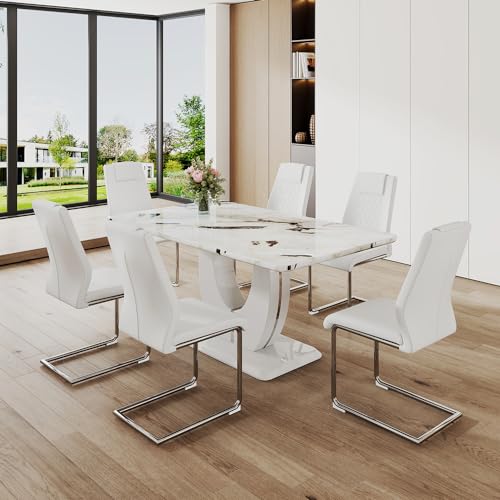 Ubuy White Gloss Dining Table And Chairs White Gloss Extending